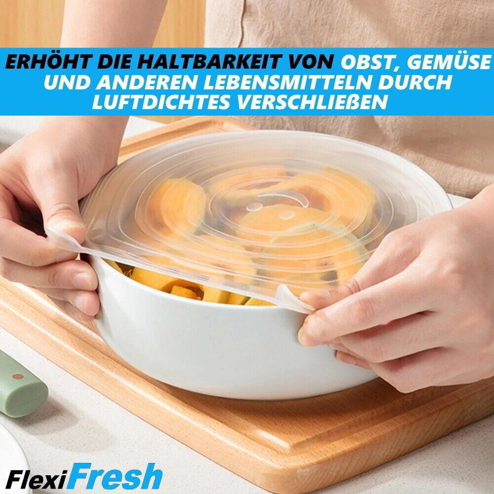 FlexiFresh Silikon Deckel Frischhalte Universal dehnbar Wiederverwendbar 6er Set