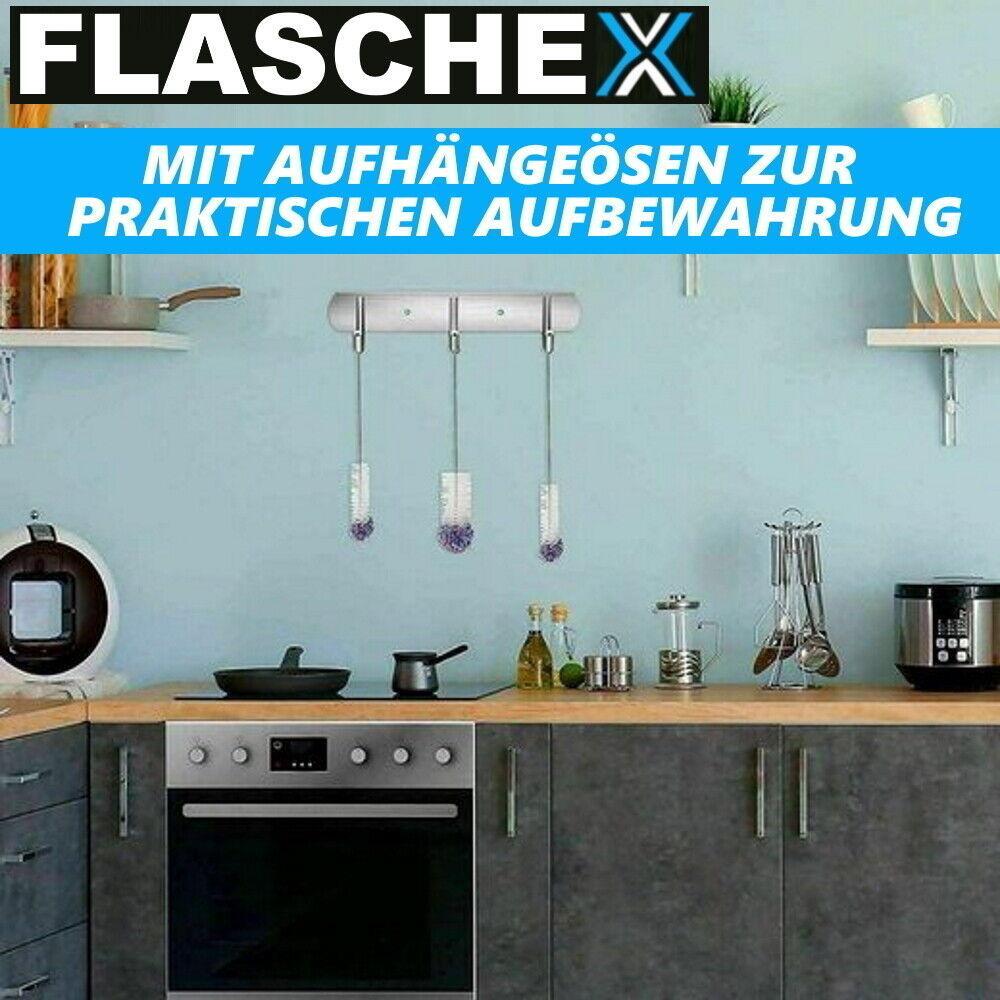 FLASCHEX Universal Flaschenbürste 3er Set Glas Flaschen Reiniger Sodastream lang