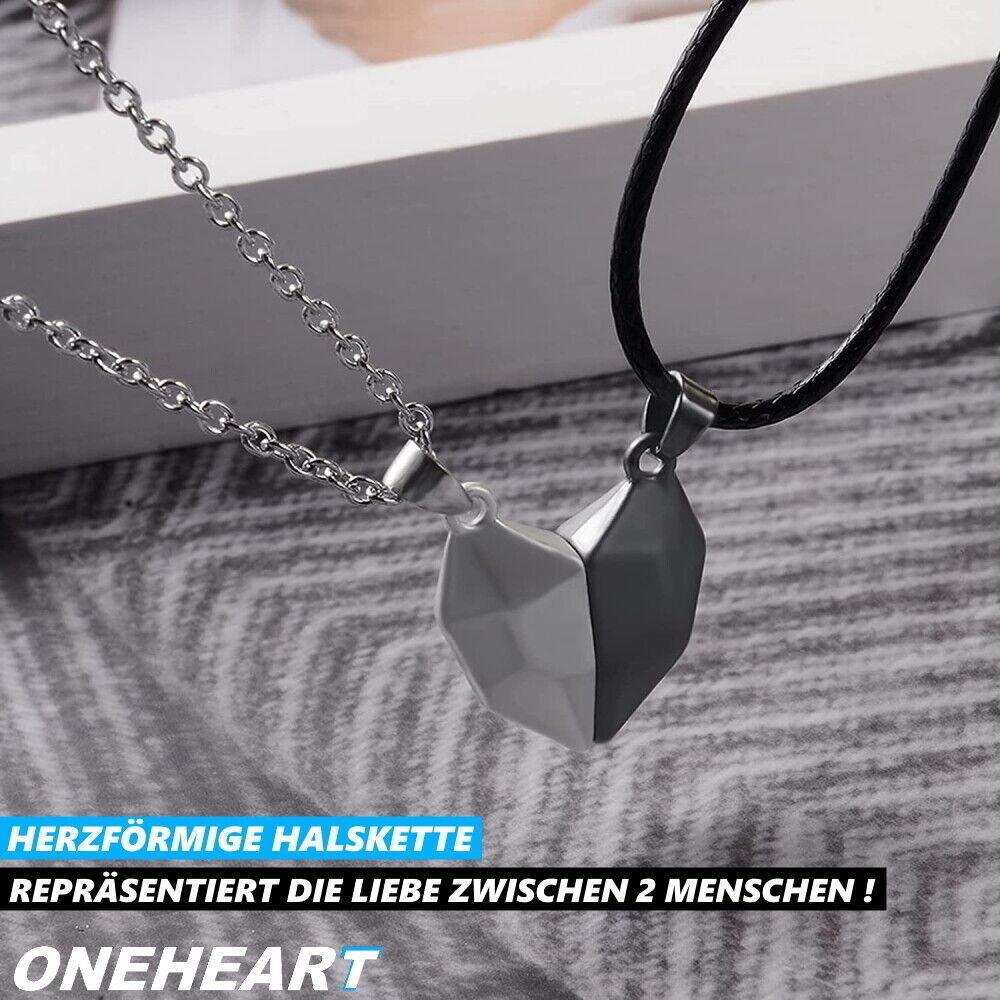 ONEHEART Herz Doppel Halskette Magnet Paar Kette Pärchen Liebe Valentinstag