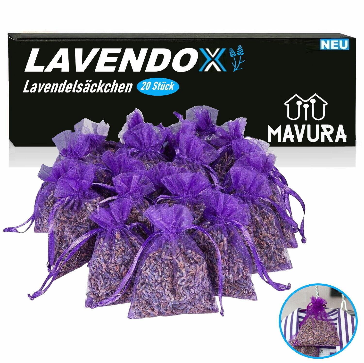 LAVENDOX Lavendelsäckchen Lavendelkissen Mottenschutz Premium Duftsäckchen [20x]
