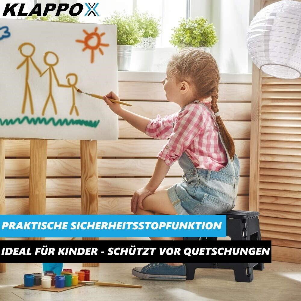 KLAPPOX Klapphocker Faltbarer Tritthocker Hocker Faltstufe Klappsitz Trittstufe
