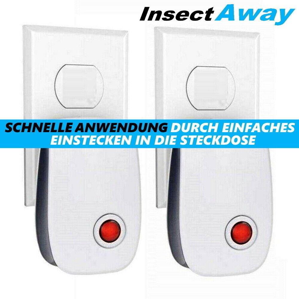 InsectAway Ultraschall Anti Mäuse Spinnen Mücken Stecker Insektenvertreiber [2x]