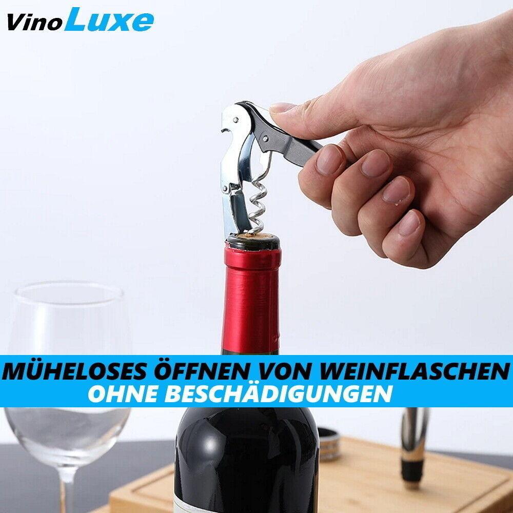 VinoLuxe Kellnermesser Edelstahl Kellnerbesteck Korkenzieher Sommeliermesser