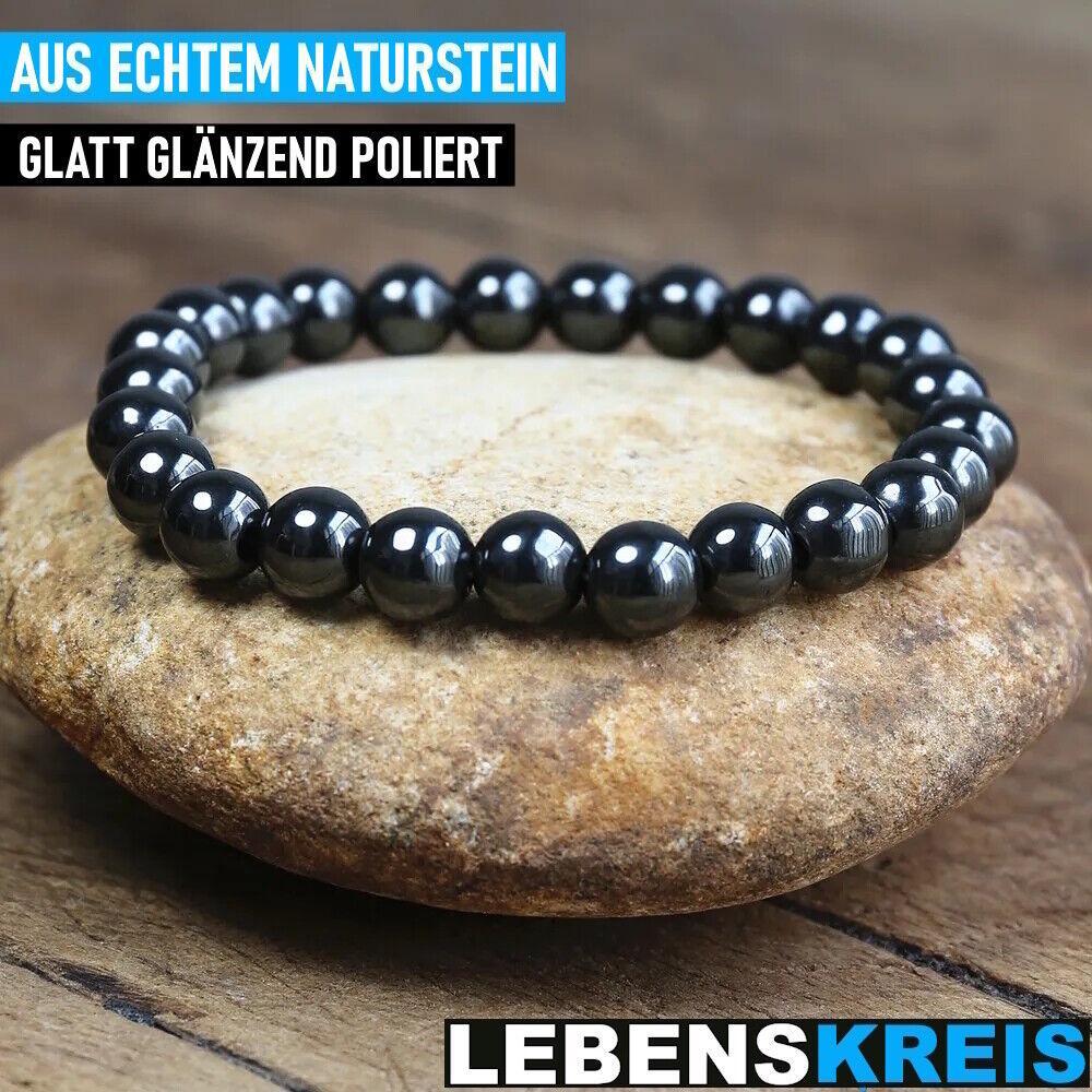 LEBENSQUELLE Hämatit Kugelarmband Hämatitarmband Perlen Armkette Perlenarmband