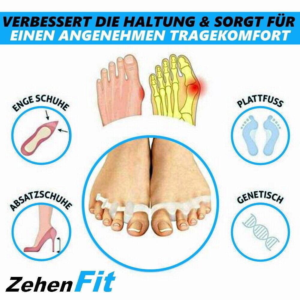 ZehenFit Zehenspreizer Schiene Hallux Valgus Bandage Zehentrenner [2 Paar]