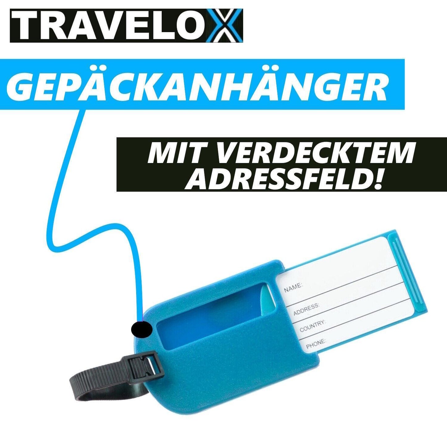 TRAVELOX Koffergurt Gepäckgurt Kofferanhänger Gepäckschloss Gepäckanhänger Blau