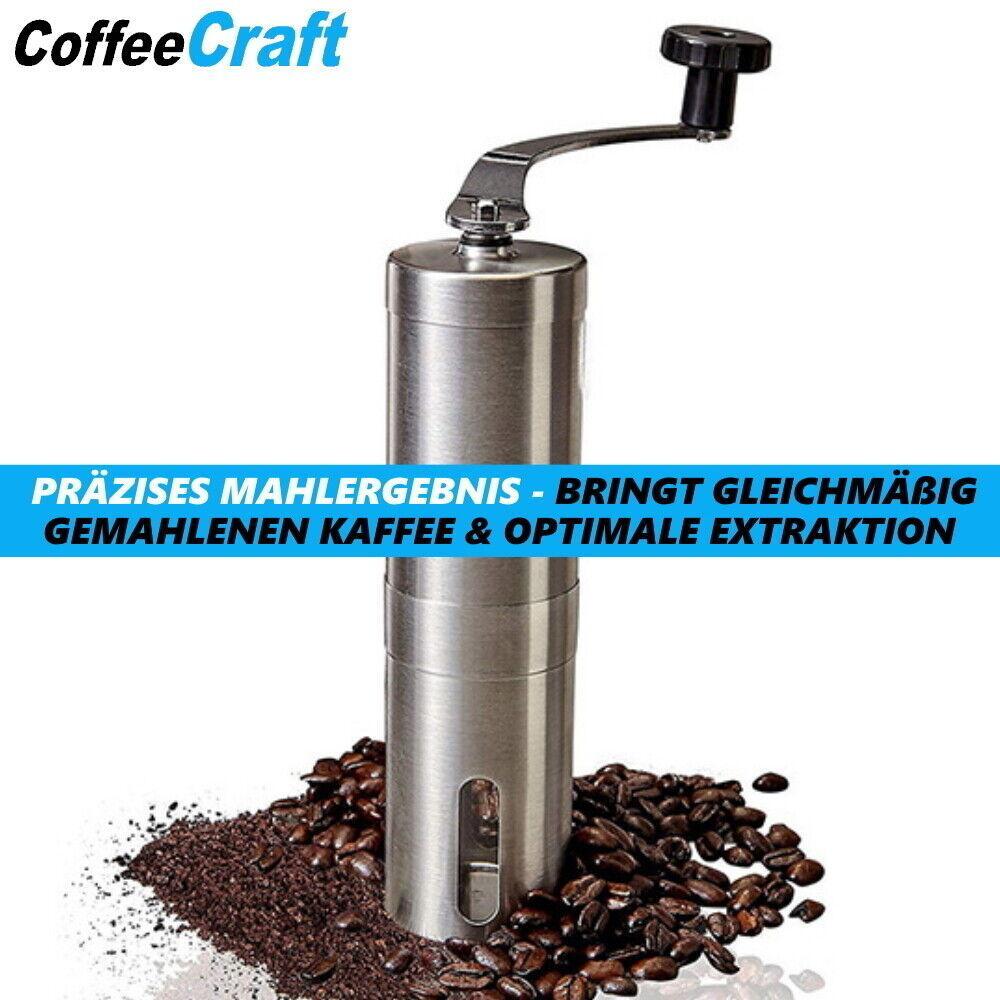 COFFEECRAFT Manuelle Kaffeemühle Edelstahl Handkaffeemühle mit Keramik-Mahlwerk