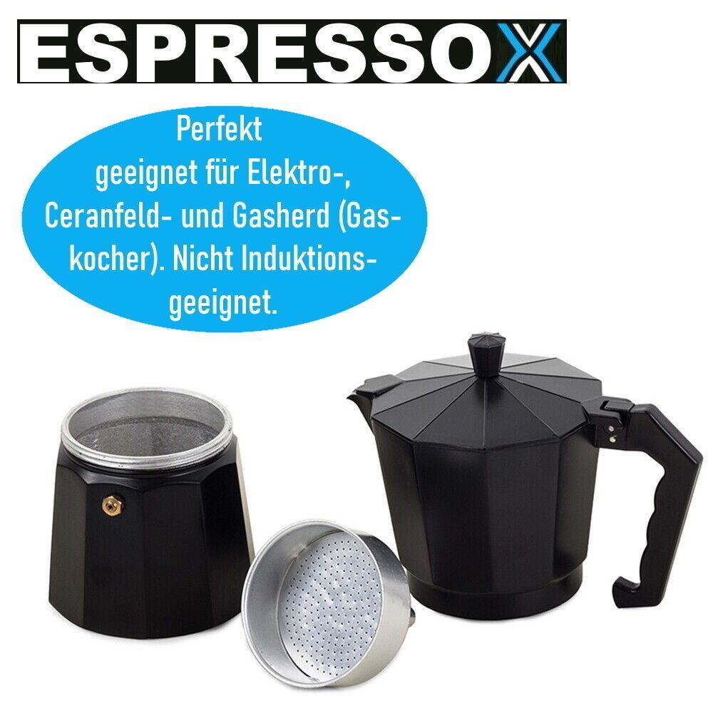 ESPRESSOX Espressokocher Espressomaschine Mokka Maker Espressobereiter schwarz