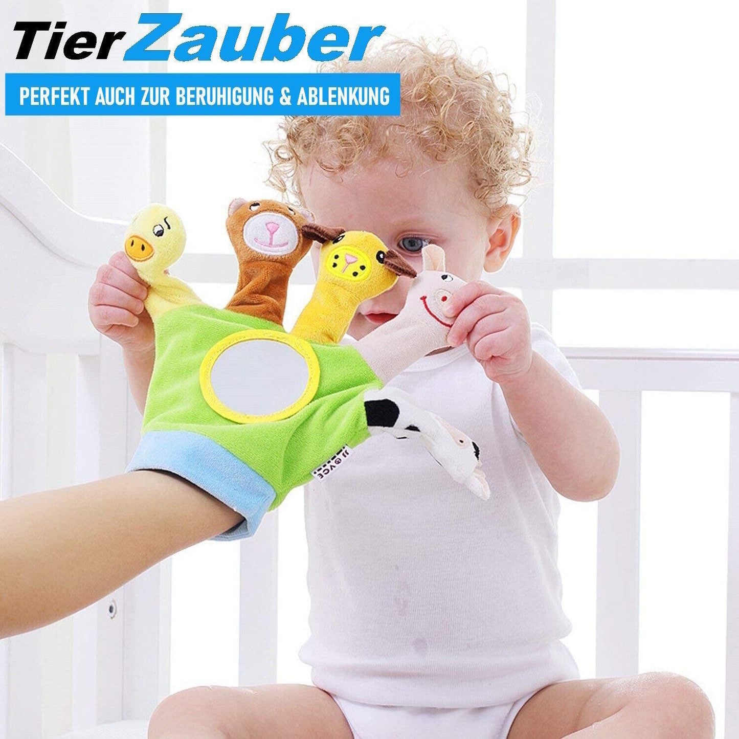TIERZAUBER Safari Spielhandschuh Fingerpuppen Baby Beruhigung Puppenhandschuh