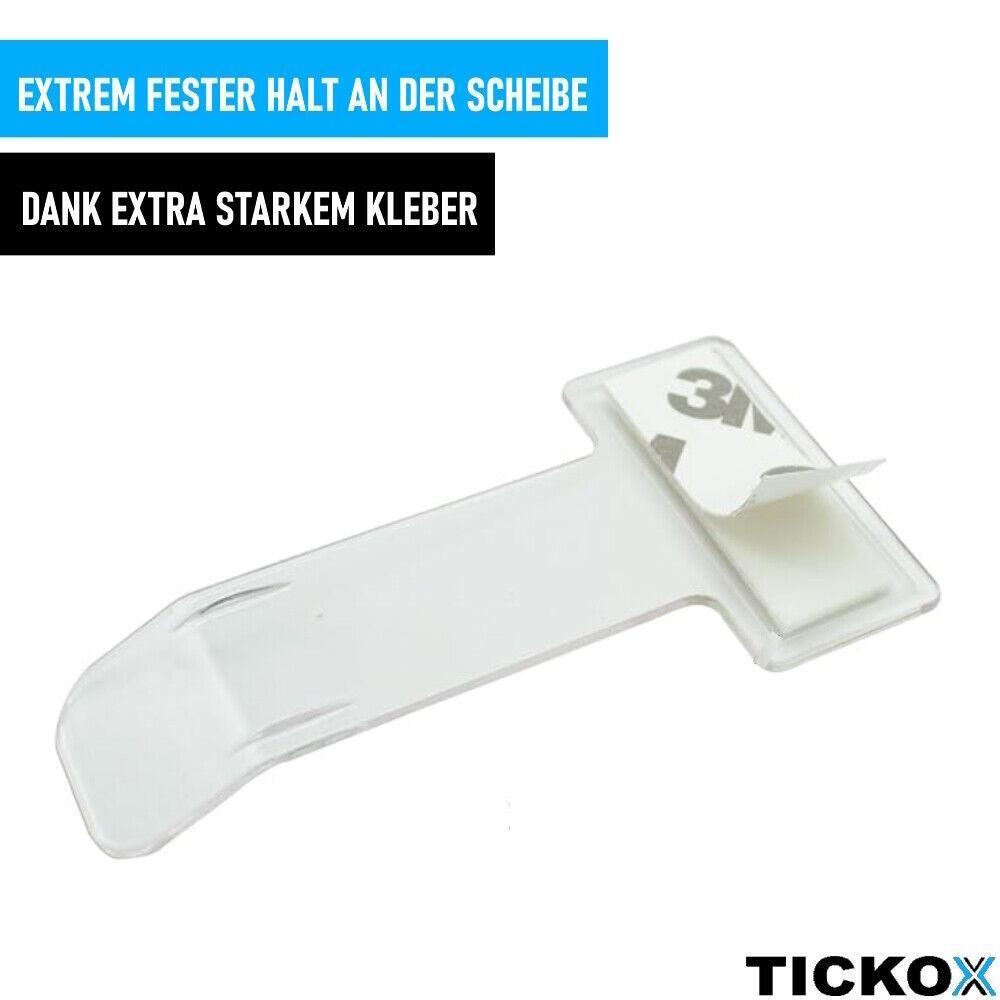 TICKOX Plakette Park Schein Ticket Halter Set aufkleben auf Frontscheibe [5er]