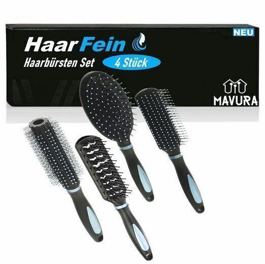 HAARFEIN Haarbürsten Set Rund Allzweck Entwirren Skelett Sassoon Bürste [4er]