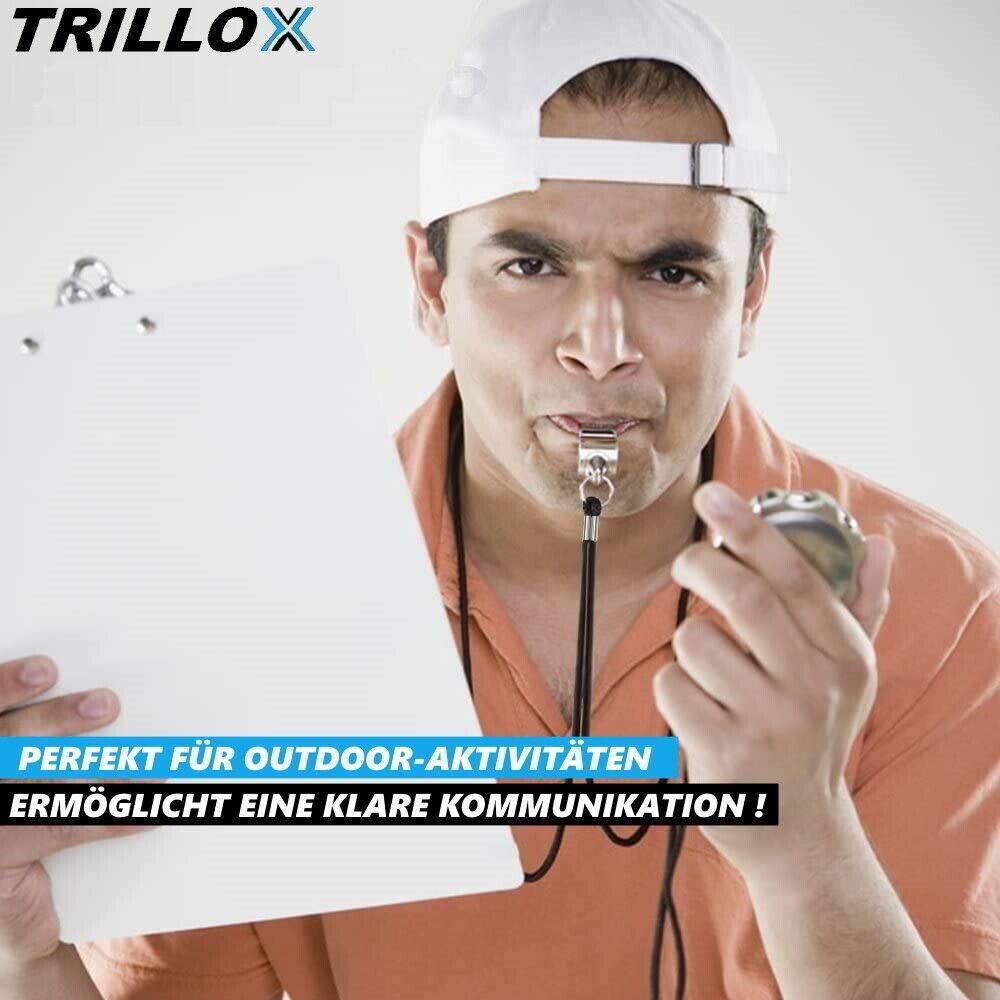 TRILLOX Trillerpfeife Set Schiedsrichterpfeife Metall Notfallpfeife Signalpfeife