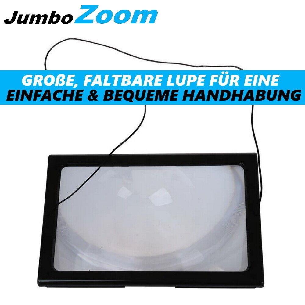 JumboZoom Umhängelupe XXL Leselupe Standlupe Tischlupe Licht Lesehilfe faltbar
