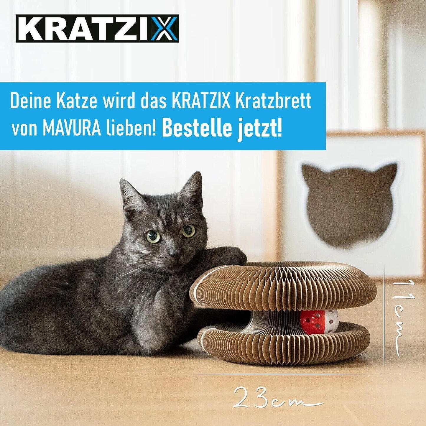 KRATZIX Katzenspielzeug Kratzspielzeug Kratzpappe Katzenkratzbrett faltbar Minze