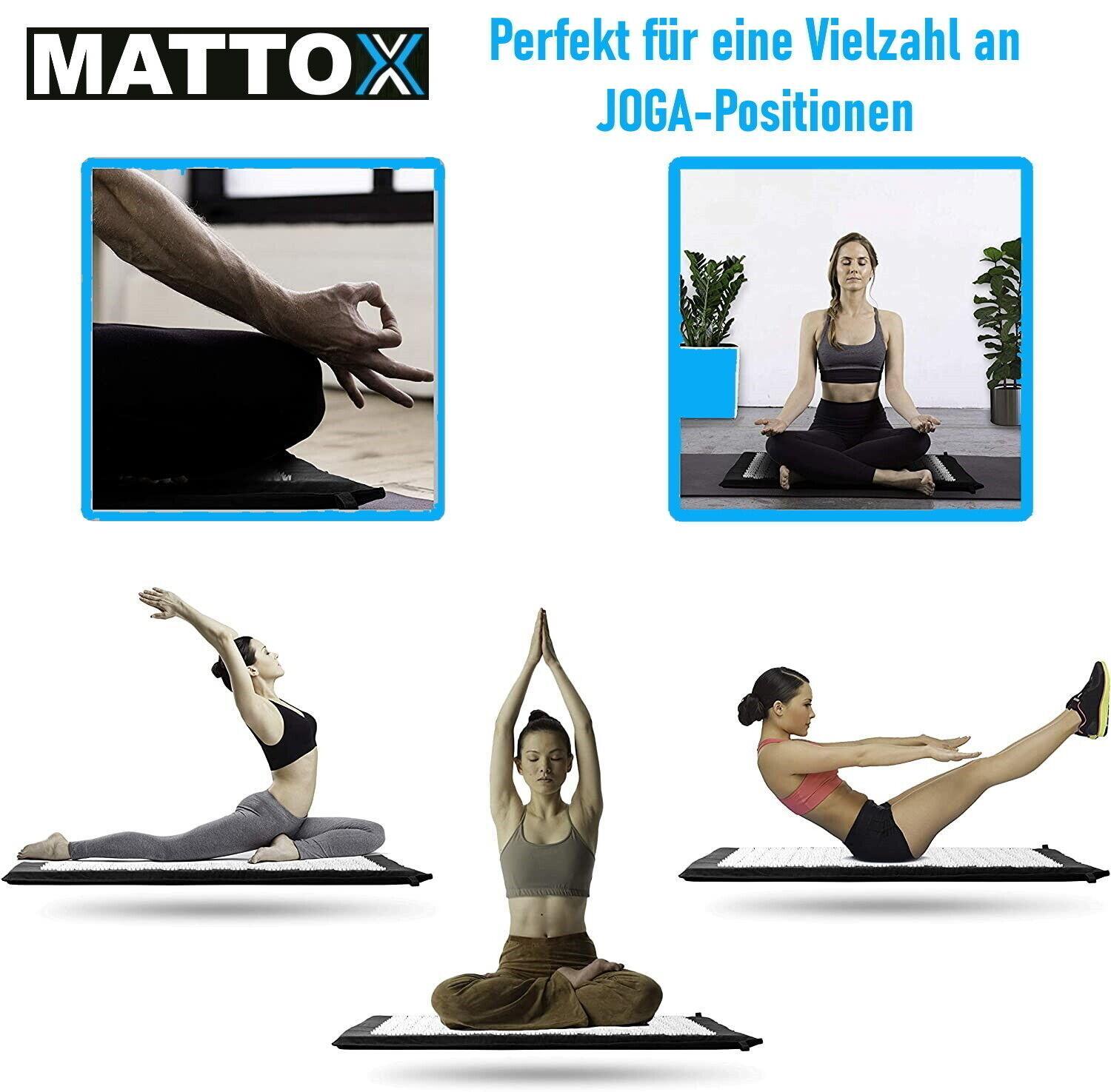 MATTOX Akupressurmatte Fakirmatte Nagelmatte Entspannung Yoga Matte Kissen 2in1