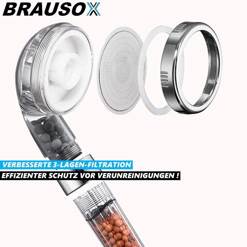 BRAUSOX Handbrause Duschbrause Wasserspar Duschkopf Ionic Mineral Filter Brause