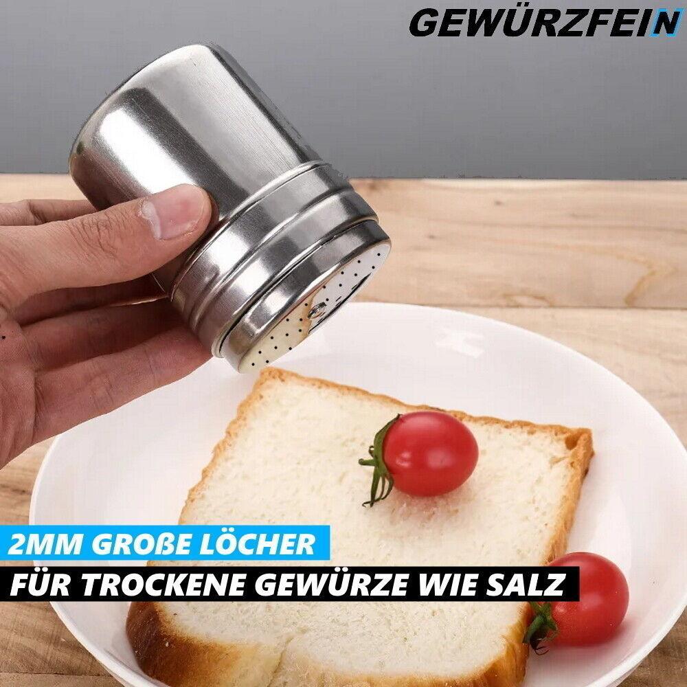 GEWÜRZFEIN Gewürzstreuer Edelstahl Pfeffer Kakao Zucker Gewürz Streuer [2Stk]