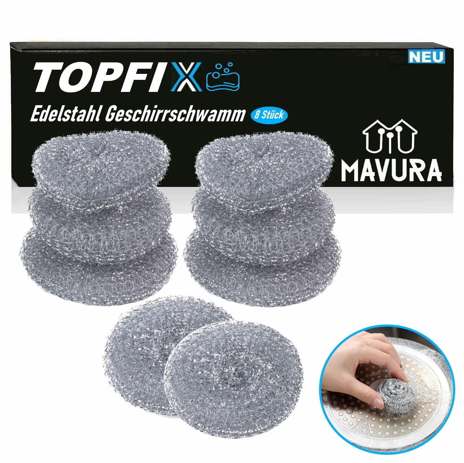 TOPFIX Stahlschwämme Reinigungsschwamm Topfreiniger Topfschwamm Scheuerschwamm