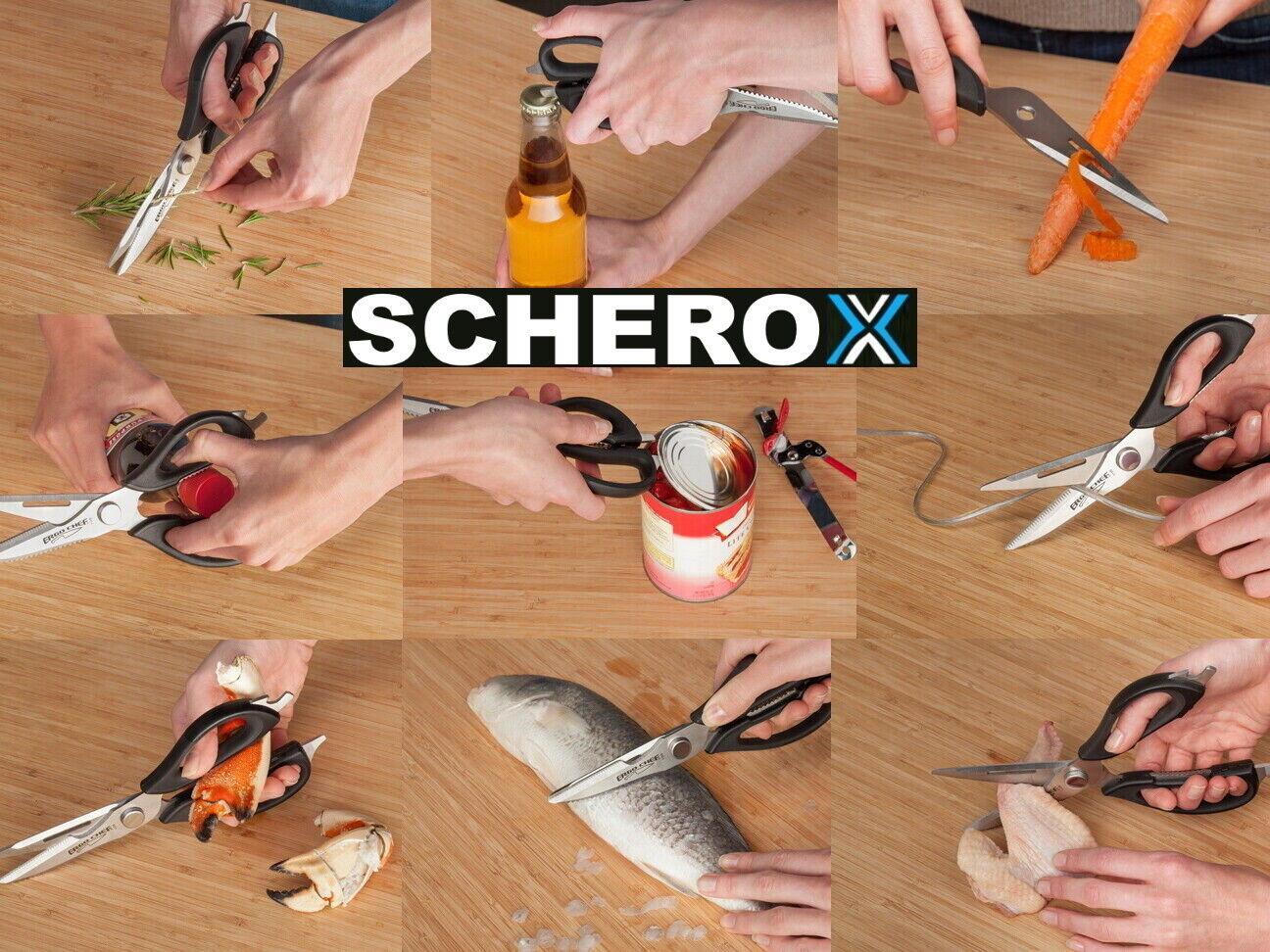 SCHEROX Multifunktionale Küchenschere Haushaltsschere Allzweckschere Edelstahl