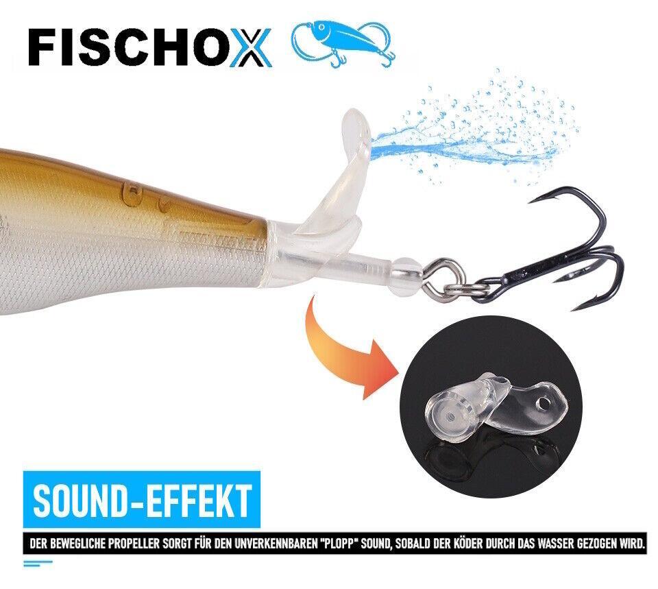 FISCHOX Fischköder Propeller Topköder Plopper Hecht Barsch Zander Forelle 3er