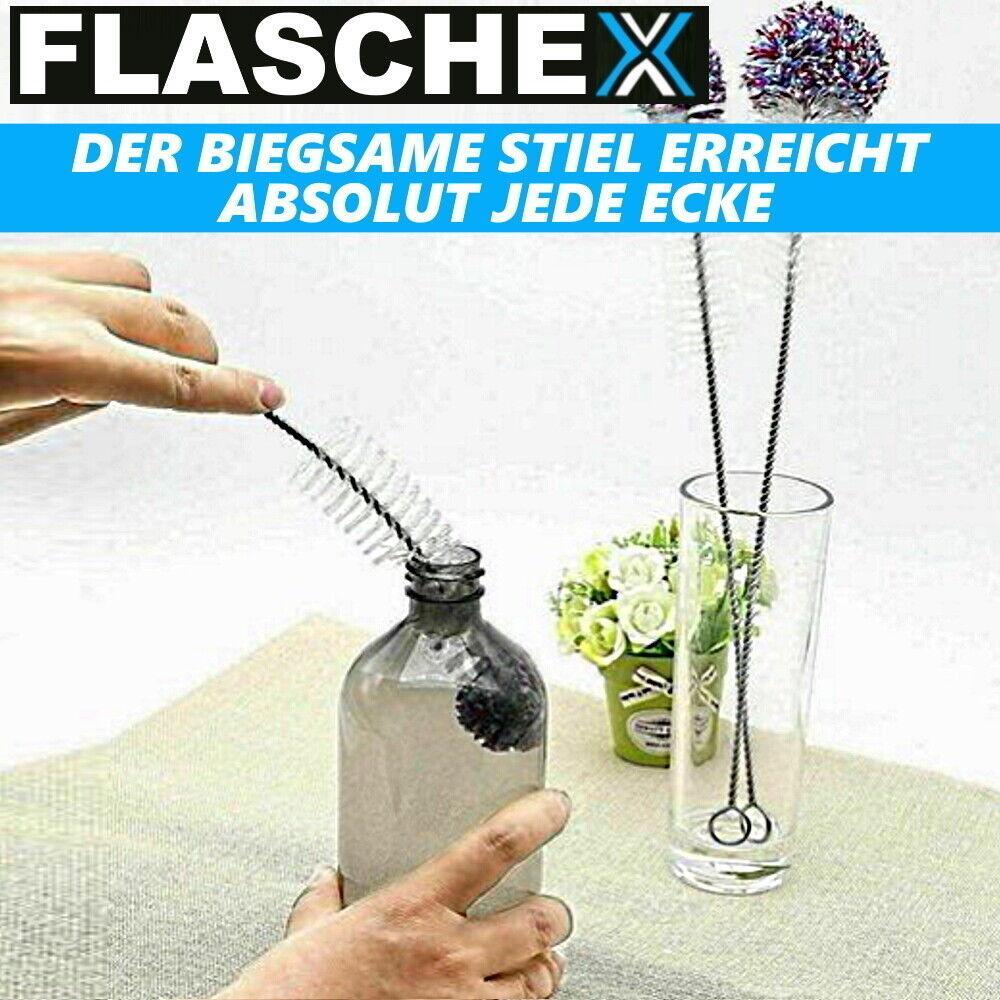 FLASCHEX Universal Flaschenbürste 3er Set Glas Flaschen Reiniger Sodastream lang