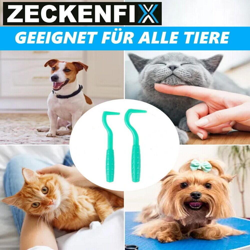 ZECKENFIX Zeckenzange Hunde Katze Zeckenpinzette Zeckenentferner Zeckenhaken Set
