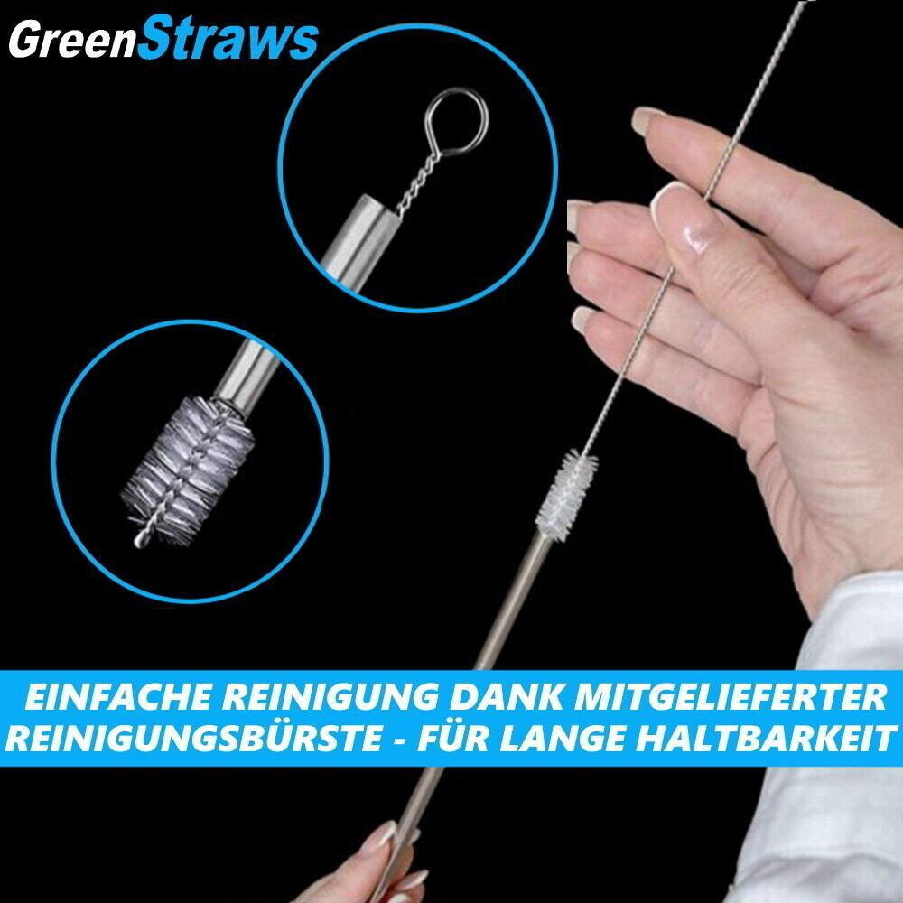 GreenStraws Edelstahl Strohhalme Set Metall Cocktail Trinkhalme wiederverwendbar