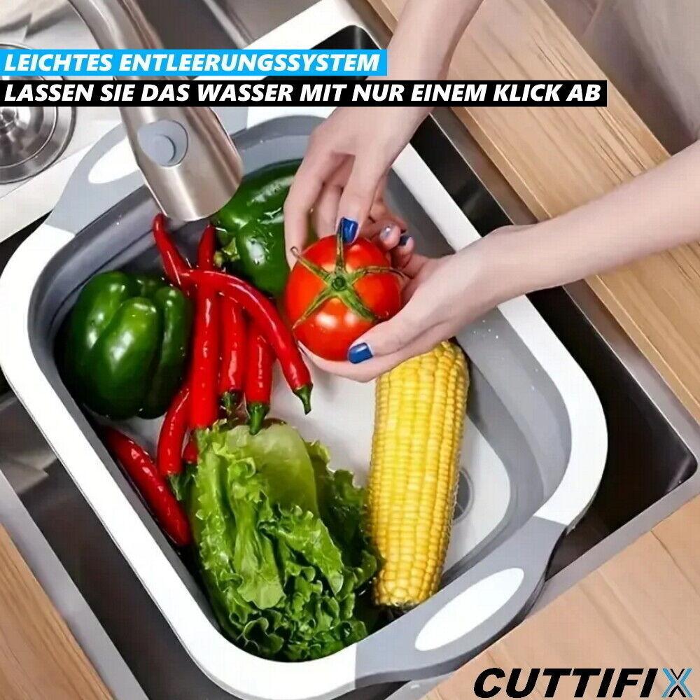 CUTTIFIX Schneidebrett Multifunktionales Faltbares Sieb Gemüse Korb Faltschüssel