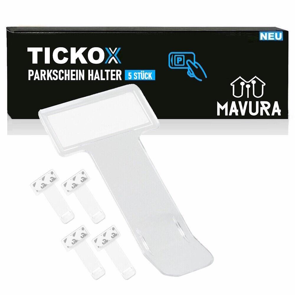 TICKOX Plakette Park Schein Ticket Halter Set aufkleben auf Frontscheibe [5er]