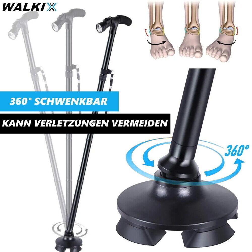 WALKIX Gehstock faltbarer Spazierstock Wanderstock Gehhilfe LED höhenverstellbar