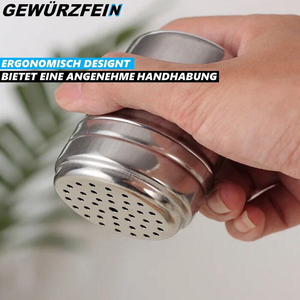 GEWÜRZFEIN Gewürzstreuer Edelstahl Pfeffer Kakao Zucker Gewürz Streuer [2Stk]
