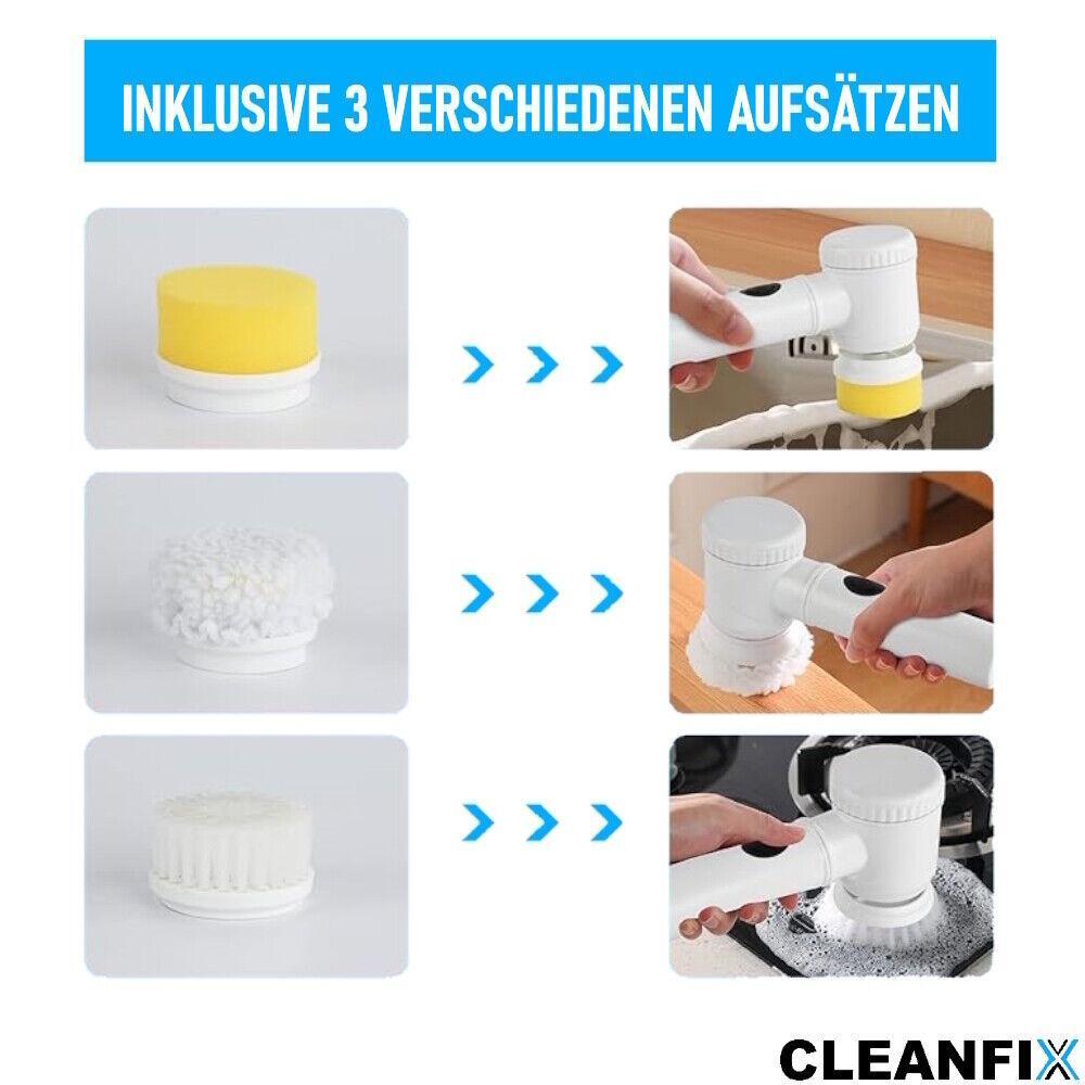 CLEANFIX Elektrische Reinigungsbürste Akku Power Spin Scrubber Reinigung Set
