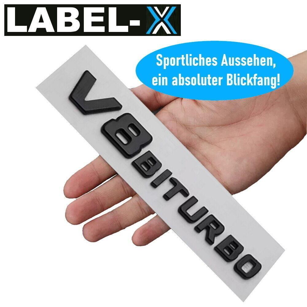 LABEL-X V8 Biturbo Schriftzug 3D Emblem Schwarz G63 S63 SL63 CL63 C63 CLS63 AMG