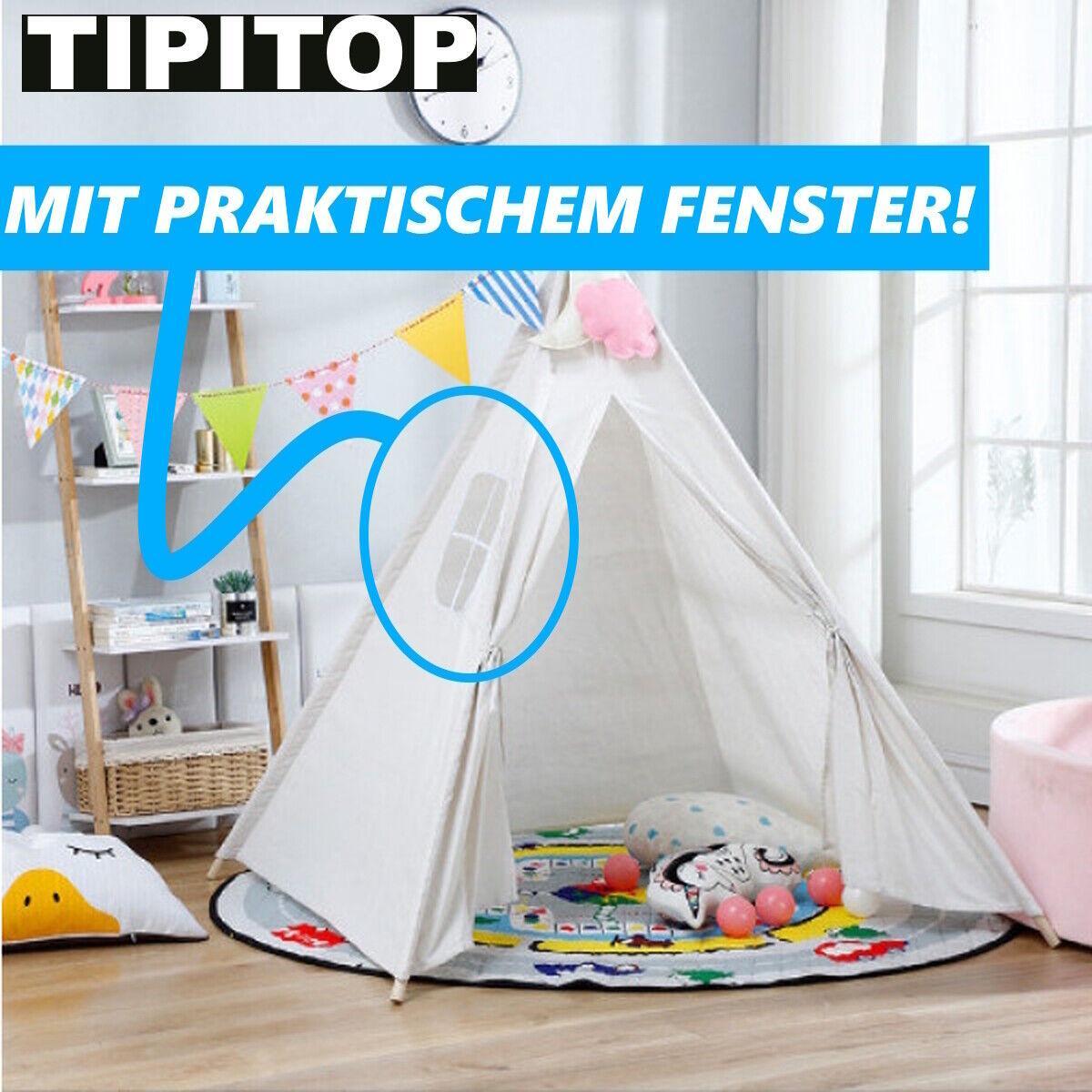 TIPITOP Kinder Tipi Zelt Tippi Spielzelt Kinderzelt Kinderzimmer mit Fenster