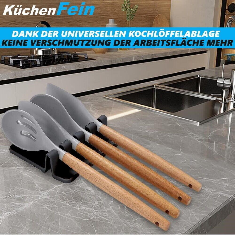 KÜCHENFEIN Löffel Ablage Abtropfgestell Kochlöffel Halter Silikon Kellenablage