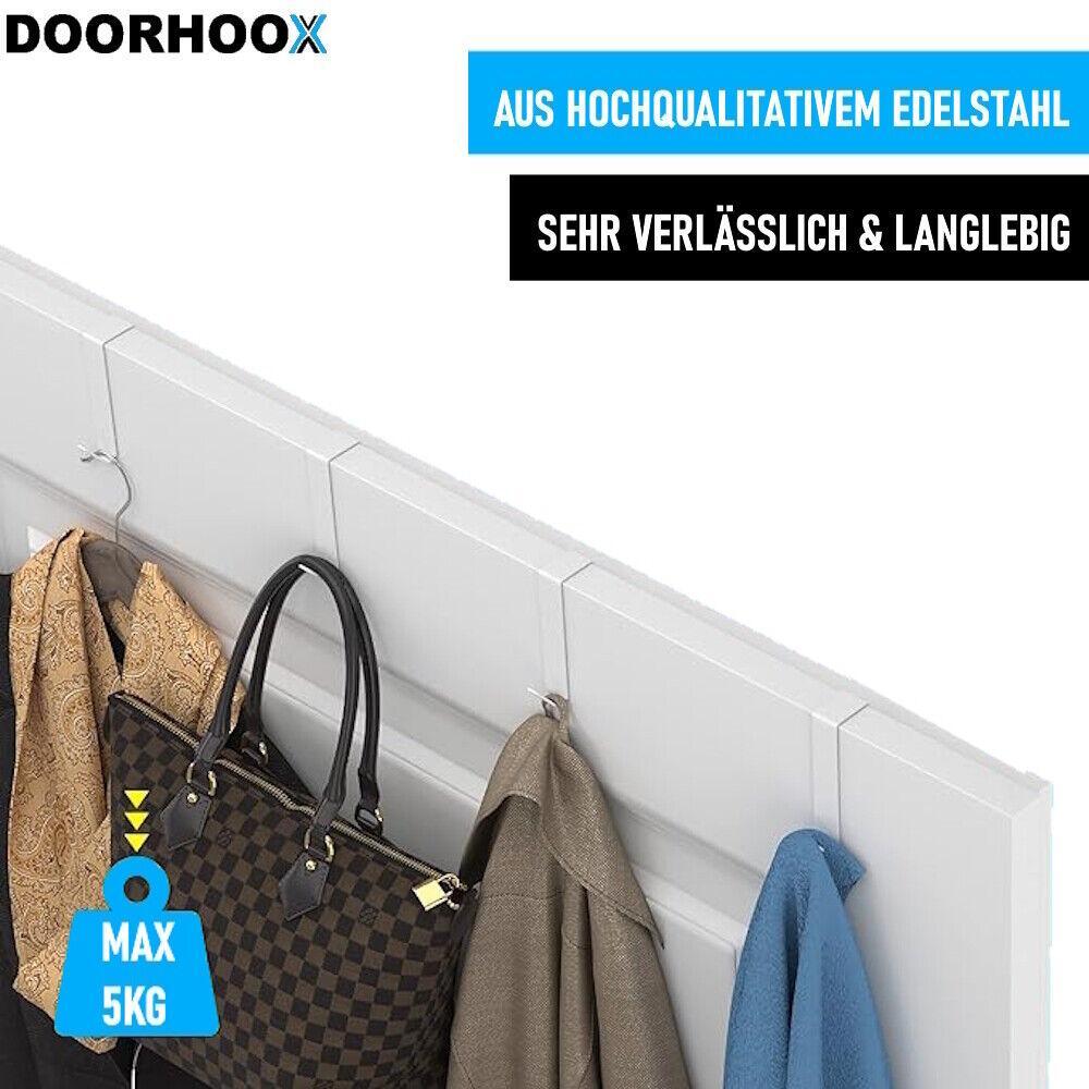 DOORHOOX Türhaken zum Einhängen Edelstahl Türgarderobe Kleiderhaken 10er weiß