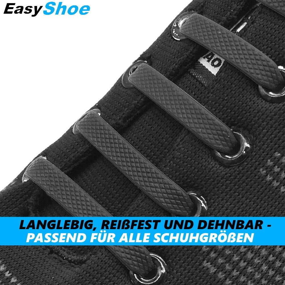 EasyShoe Silikon Schnürsenkel elastisch ohne binden Schnellverschluss Set Gummi