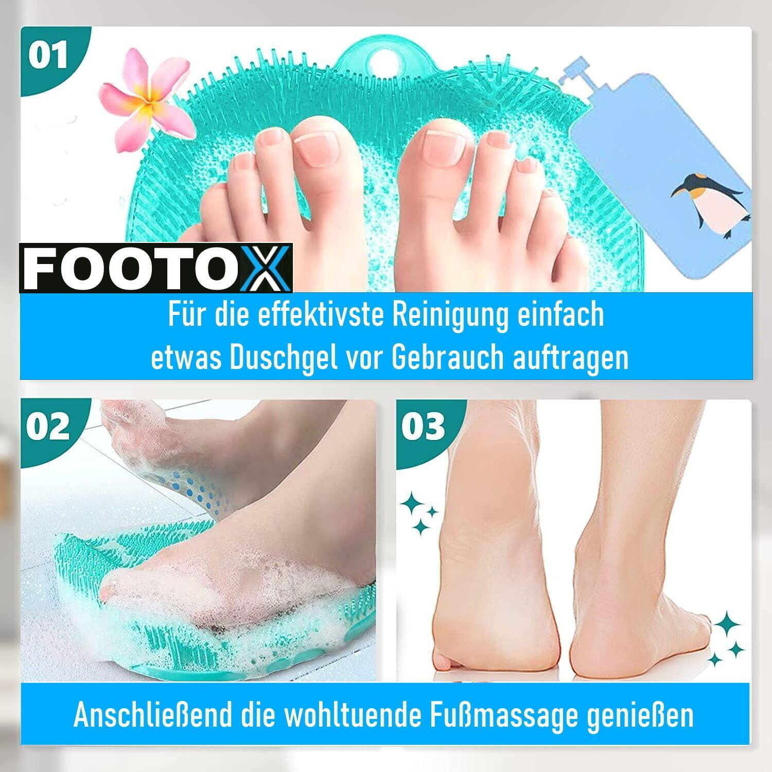 FOOTOX Silikon Fußbürste Fußwaschbürste Fußmassage Duschmatte Fuß Peeling Matte