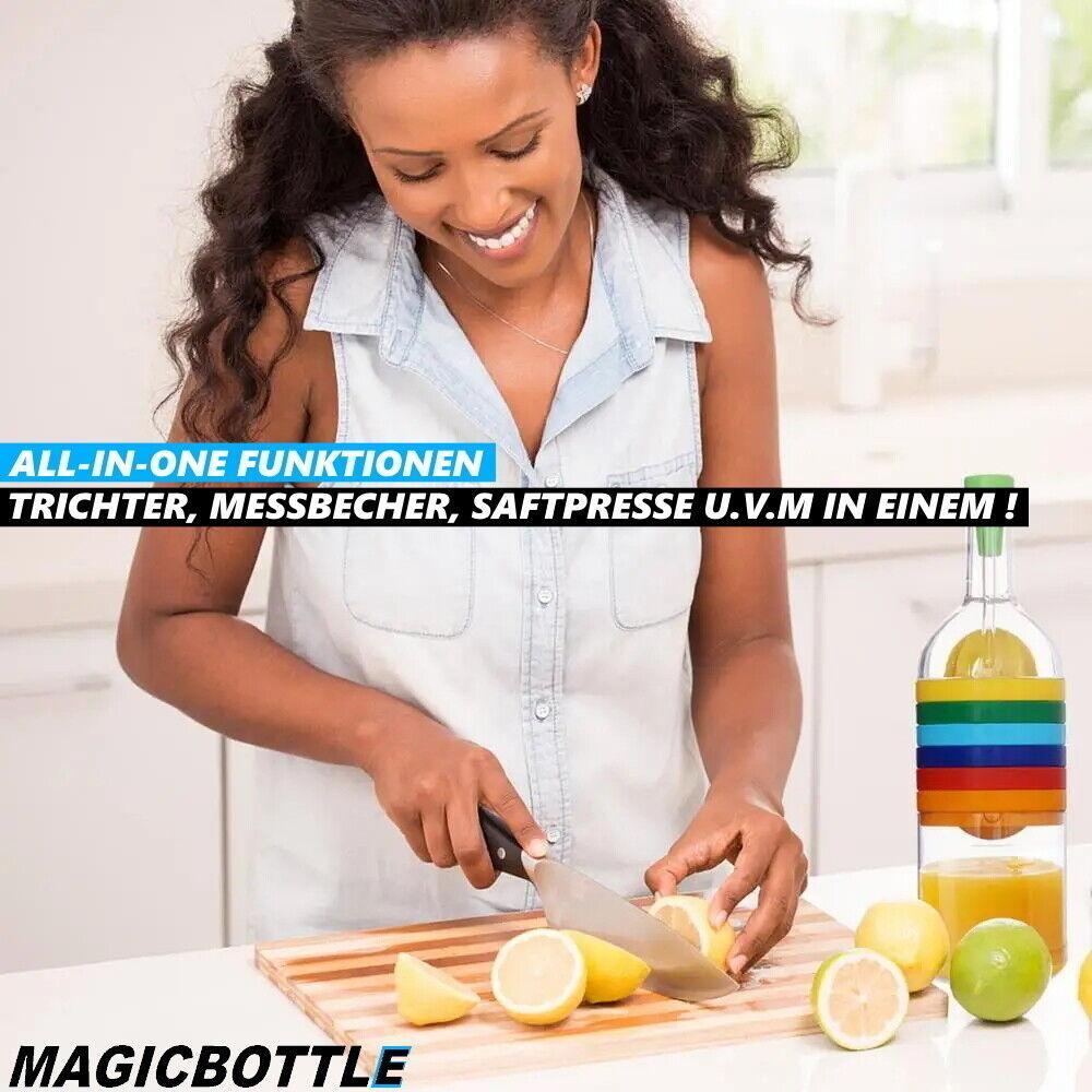 MAGICBOTTLE Küchentool Reibe Trichter Presse Messbecher Entsafter Öffner 8in1