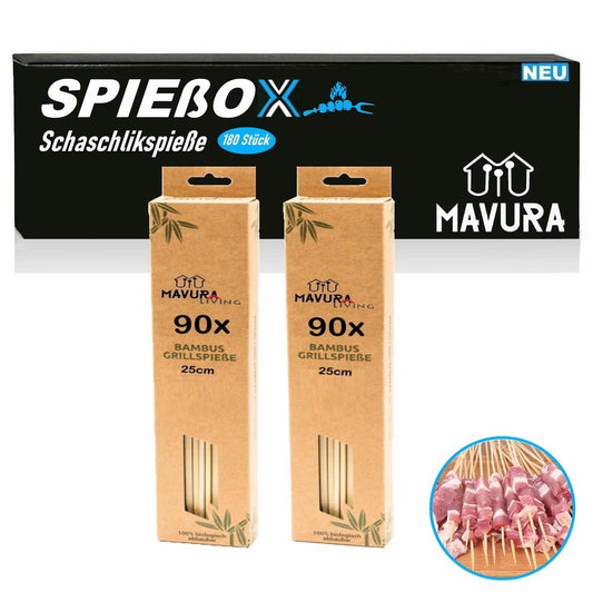SPIEßOX Grillspieße BBQ Schaschlikspieße Fleischspieße Bambusspieße [180Stk]