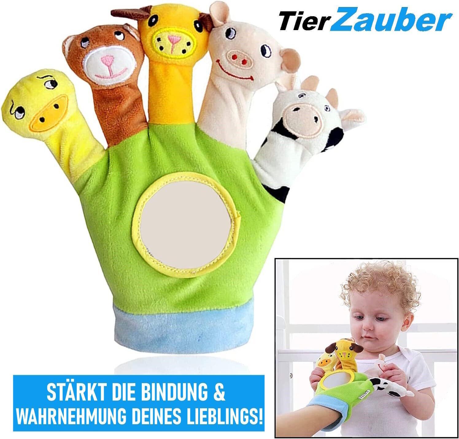 TIERZAUBER Safari Spielhandschuh Fingerpuppen Baby Beruhigung Puppenhandschuh