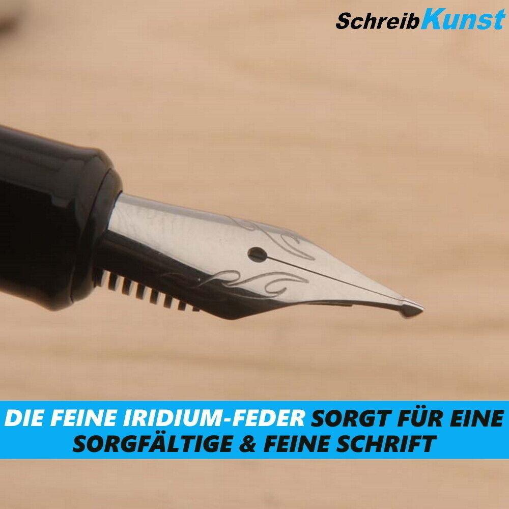 SCHREIBKUNST Edler Füllfederhalter Füller Füllhalter Luxus mit silbernder Feder