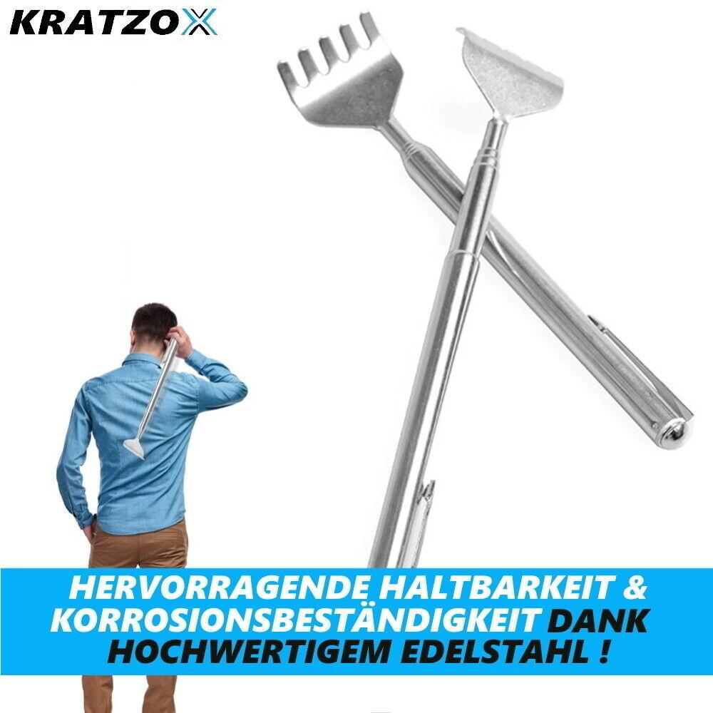 KRATZOX Rückenkratzer hochwertiger Edelstahl Teleskop ausziehbar bis 68cm [2er]