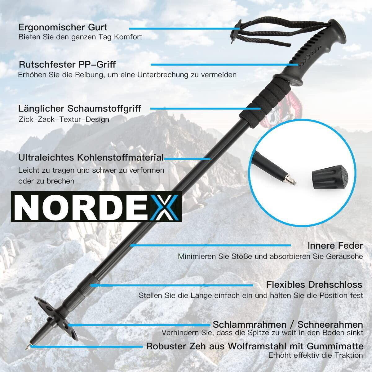 NORDEX Wanderstöcke Trekkingstöcke Teleskop Nordic Walking ultraleicht Aluminium