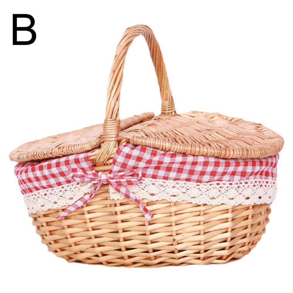 Picknickkorb mit Deckel Griff handgefertigt Weide Outdoor DE.