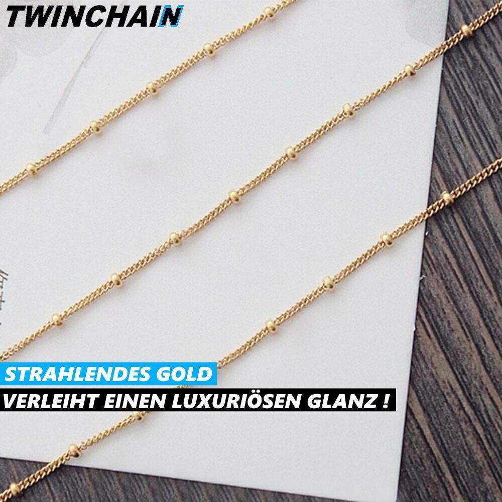 TWINCHAIN Doppel Armband Armschmuck Armkette Doppel Schmuck Kugel Gold
