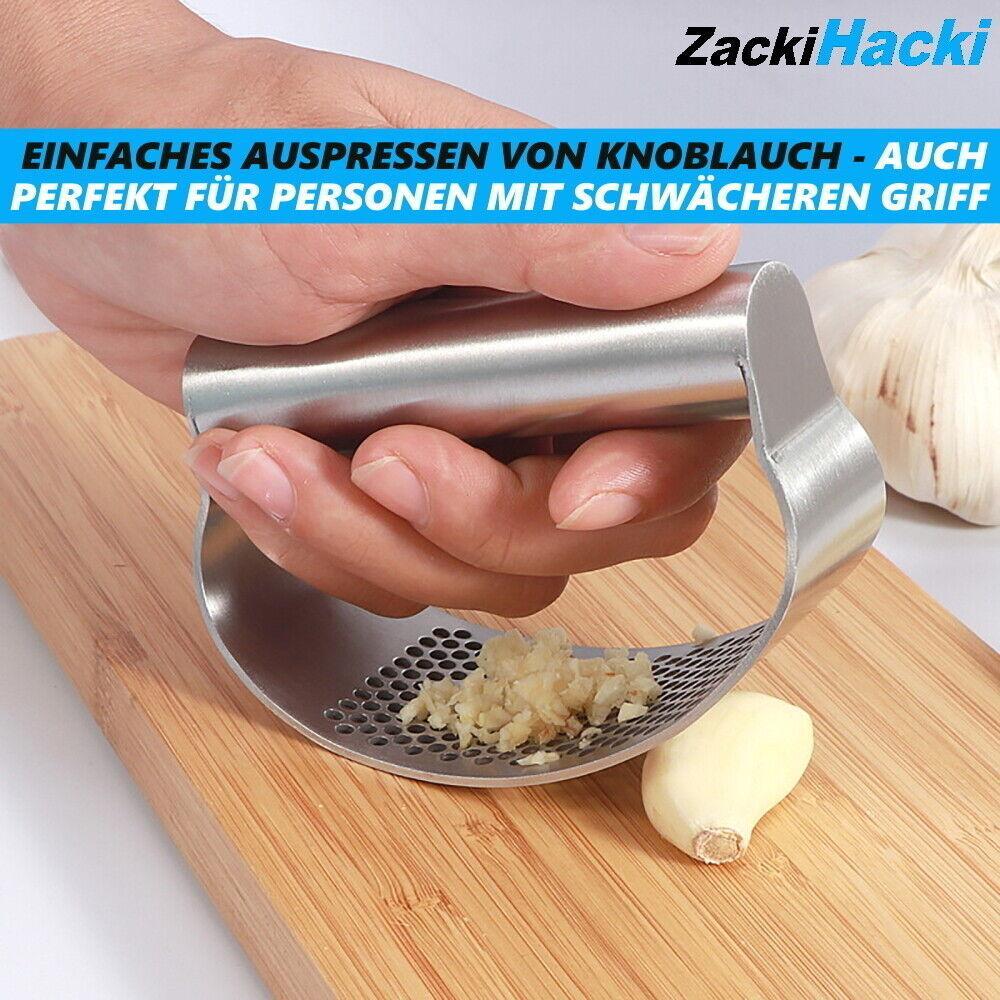 ZackiHacki Knoblauchpresse Edelstahl Knoblauchschneider Ingwer Knoblauch Crusher