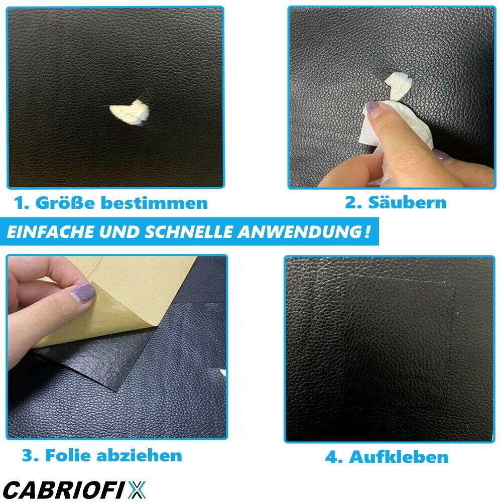 CABRIOFIX Cabrio Dach Reparatur Set Verdeck selbstklebend alle Marken 2xSchwarz