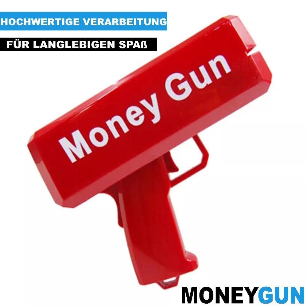 MONEYGUN Spielzeug Geld Pistole Party Revolver Banknoten Cash Gun m. Fake Dollar