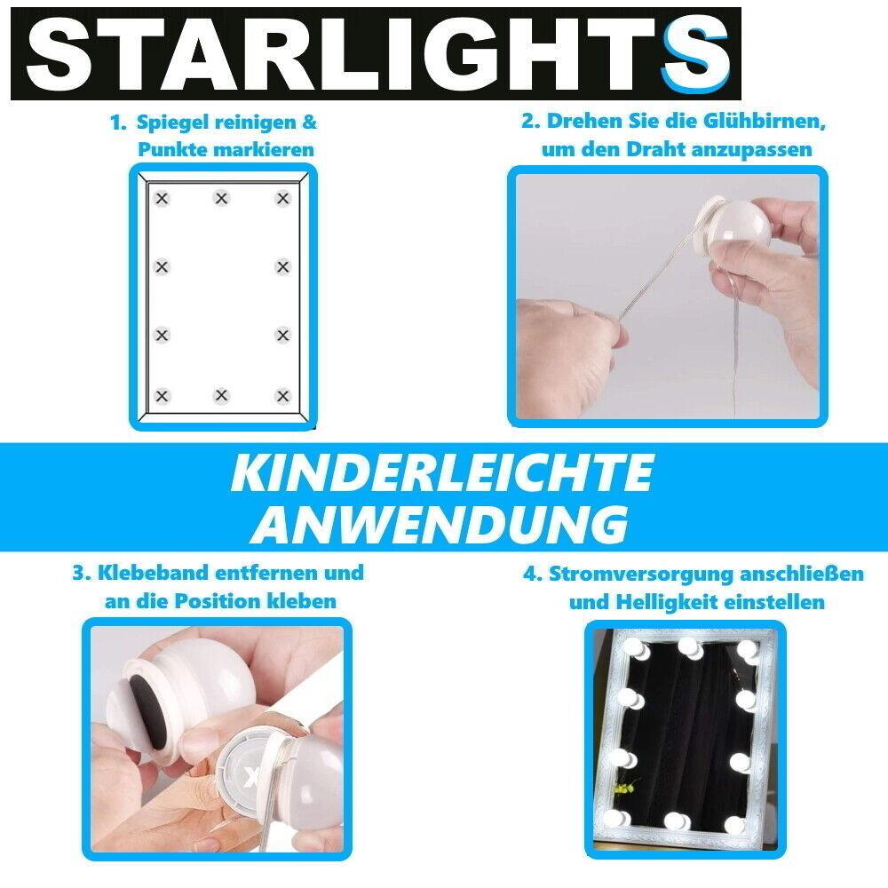 STARLIGHTS Hollywood Spiegelleuchten Schminklampen Make Up Licht Spiegel Lampen